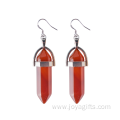 Natural Gemstone Healing Hexagonal Columns Crystal Hook Earring